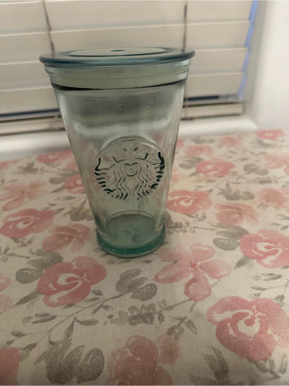 Starbucks Glass Tumbler in Aqua Blue with Logo Lid